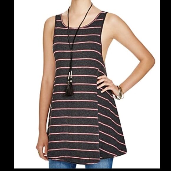 Free People W Tank Garden Stripe Tunic Top - Picture 1 of 7
